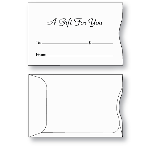 Gift card envelope style A with A Gift for You printed in black ink
