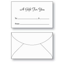 Gift card envelope style C printed with A Gift for you in black ink