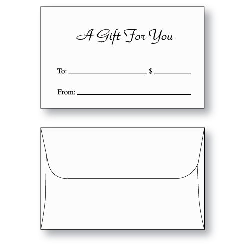 Gift card envelope style D printed with A Gift for You in black ink