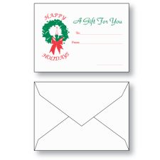 Holiday themed gift card envelope Style B, Baronial Style, 2-5/8 inches by 3-5/8 inches, in 24 sub white wove paper, preprinted with 