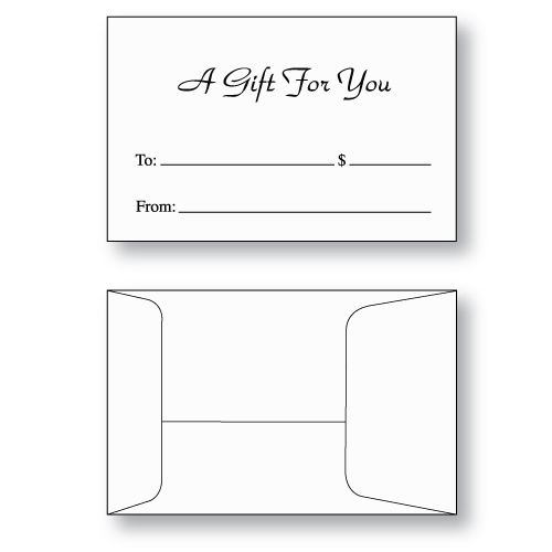 Gift card envelope style E printed with A Gift for You in black ink