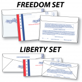 vote-by-mail envelope sets including Freedom Set for bi-fold ballots and liberty set for tri-fold ballots