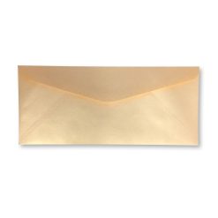 Number 14 commercial envelope, 5" x 11-1/2" open side diagonal seam, made of Star Dream Metallic Gold stock.