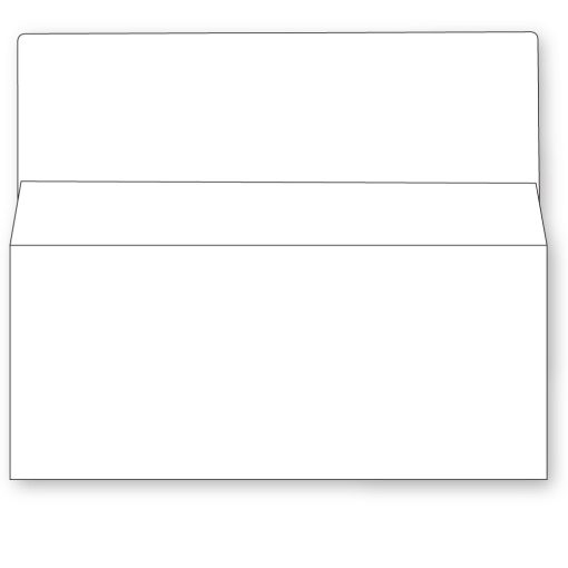 #9 Bangtail Bank-by-mail envelope with a 1-1/8 inch seal flap in white stock with preprinted address lines and inside security tint, shown here outside view.
