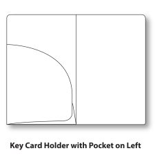Hotel Key Card Holder with Pocket on left, shown here blank, unprinted, inside view