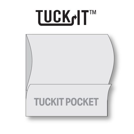 TuckIt™ Hotel Key Card Holder, shown here with TuckIt™ logo and example of flap being tucked into the pocket.
